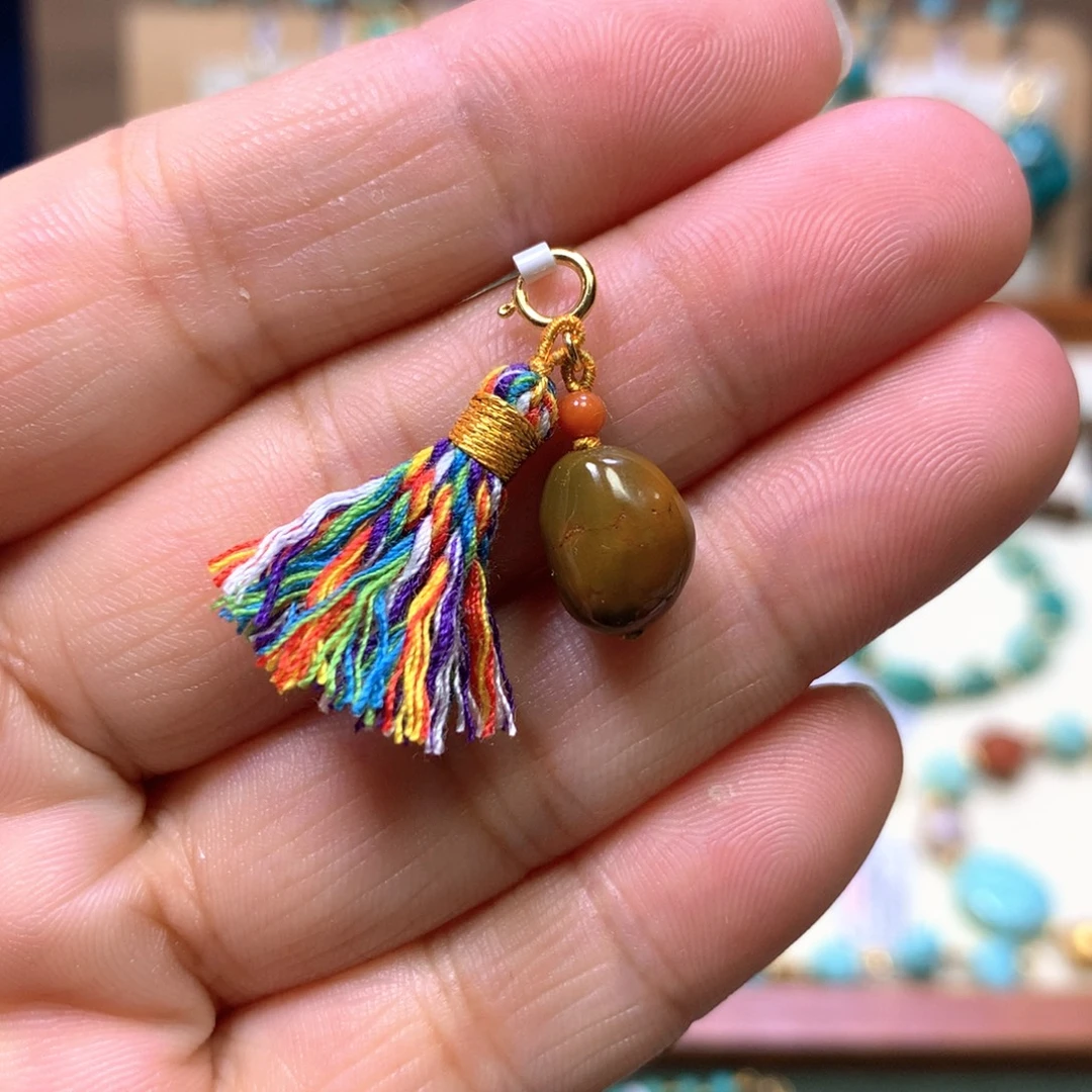 南红玛瑙银S925镀金镶嵌挂件