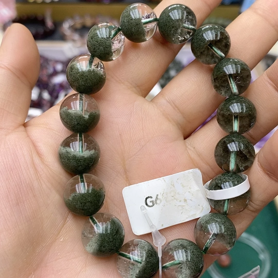 未镶嵌手链水晶G622绿幽灵12+