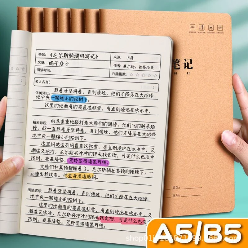 读书笔记本摘录课外阅读摘记本分类记录本小学生日积月累专用