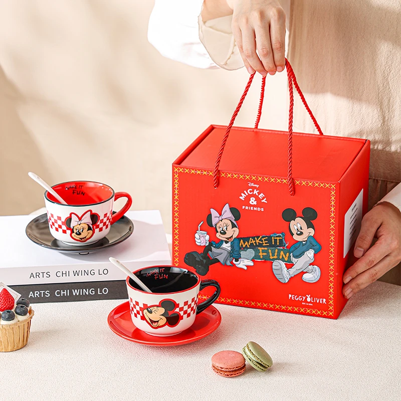 迪士尼 米奇米妮咖啡杯套装 情侣对杯闺蜜礼物家用牛奶果汁杯