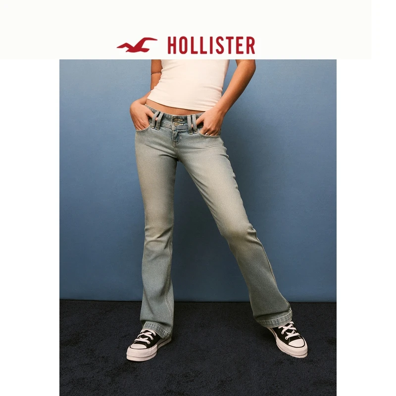 合并Hollister25春季美式辣妹复古低腰微喇牛仔裤女装KI355-5704