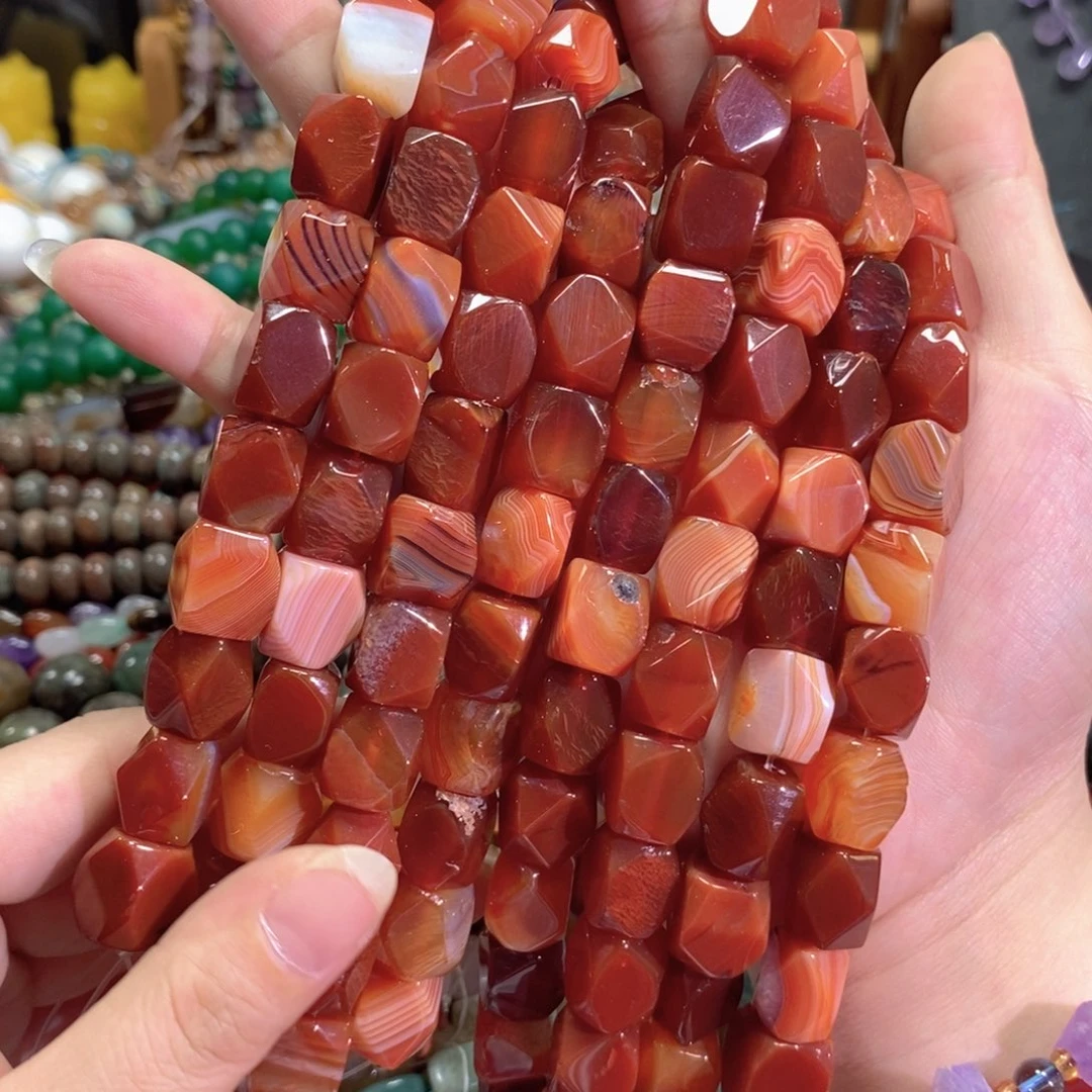 玛瑙/玉髓未镶嵌珠宝半成品玛瑙八角切一条卡11*14mm