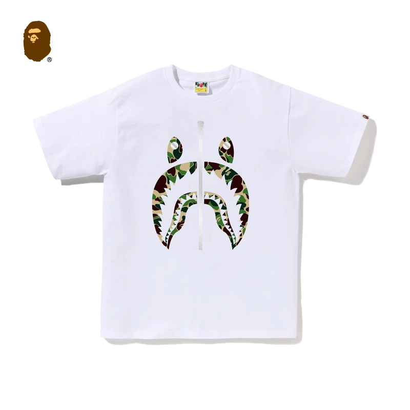 BAPE男装25春夏迷彩鲨鱼拉链印花短袖T恤008101O