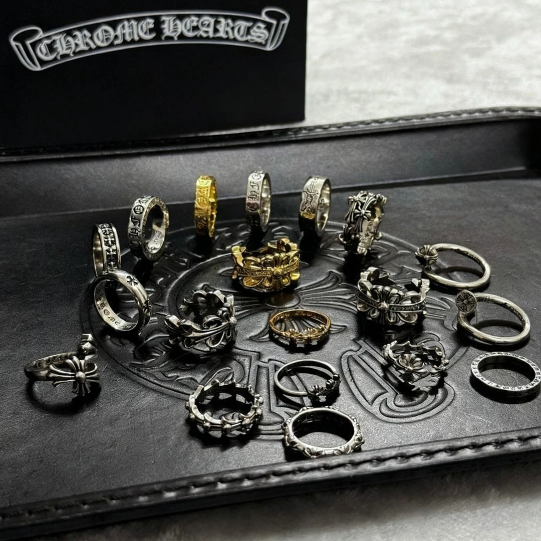 925银戒指 潮牌克罗十字架戒指复古ins潮人男女情侣对戒指环手工