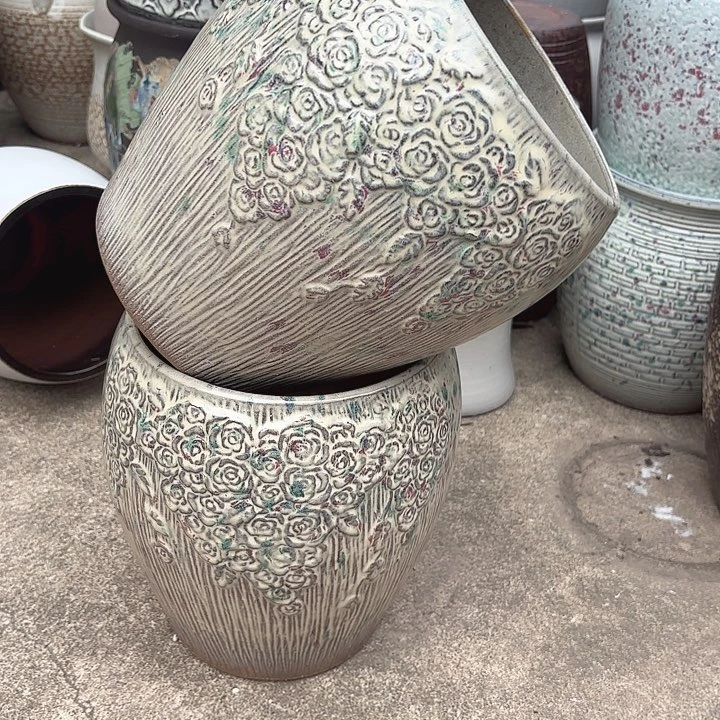 紫砂茶碗收口玫瑰收口两个口径18高度23