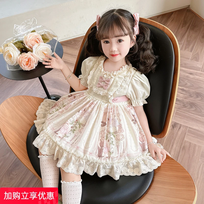 巴拉童年洛丽塔女童公主裙夏季2025新款儿童蓬蓬连衣裙小女孩夏装