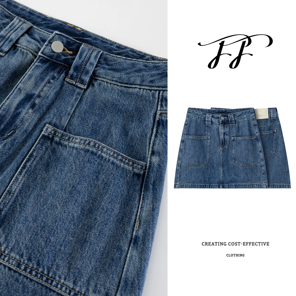 芳芳微胖定制夏日新款牛仔裙短裙女高腰显瘦A字裙短裙 F6027