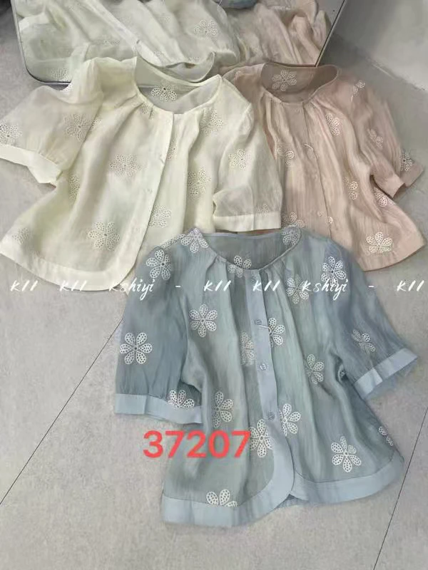【罗罗严选】37207法式提花弧形边衬衣