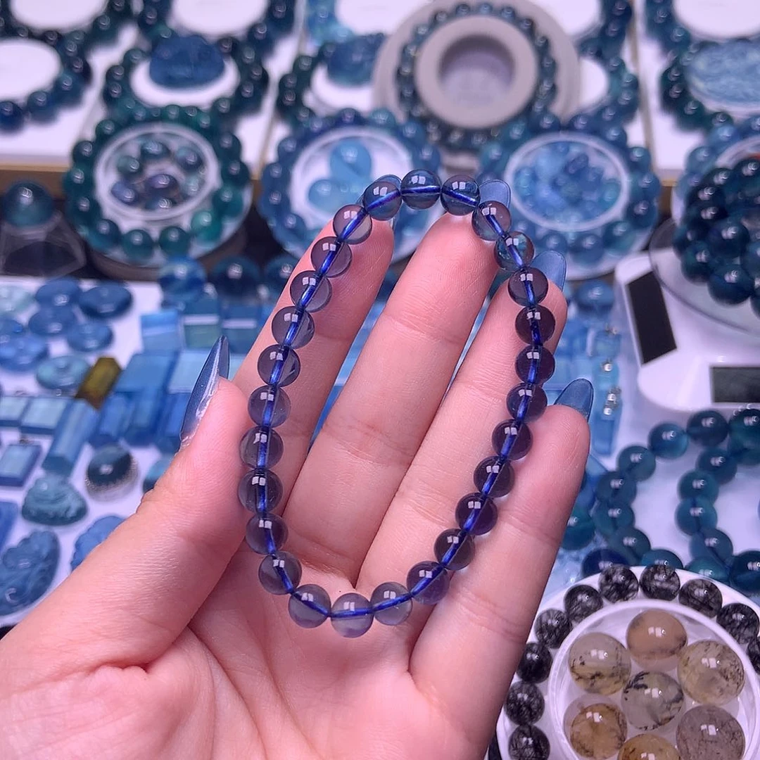 未镶嵌手串海蓝宝石魔鬼蓝6mm+【650元】拍10件