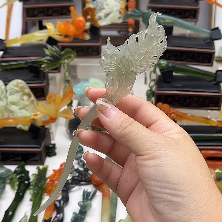 蛇纹石玉岫玉发簪未镶嵌