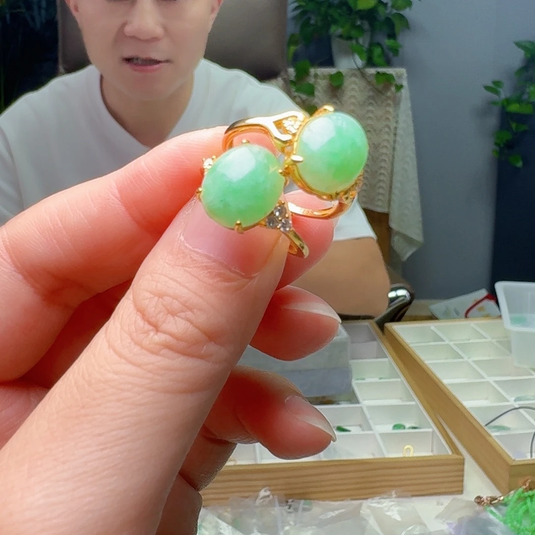 翡翠银S925镶嵌戒指多样性发货其一