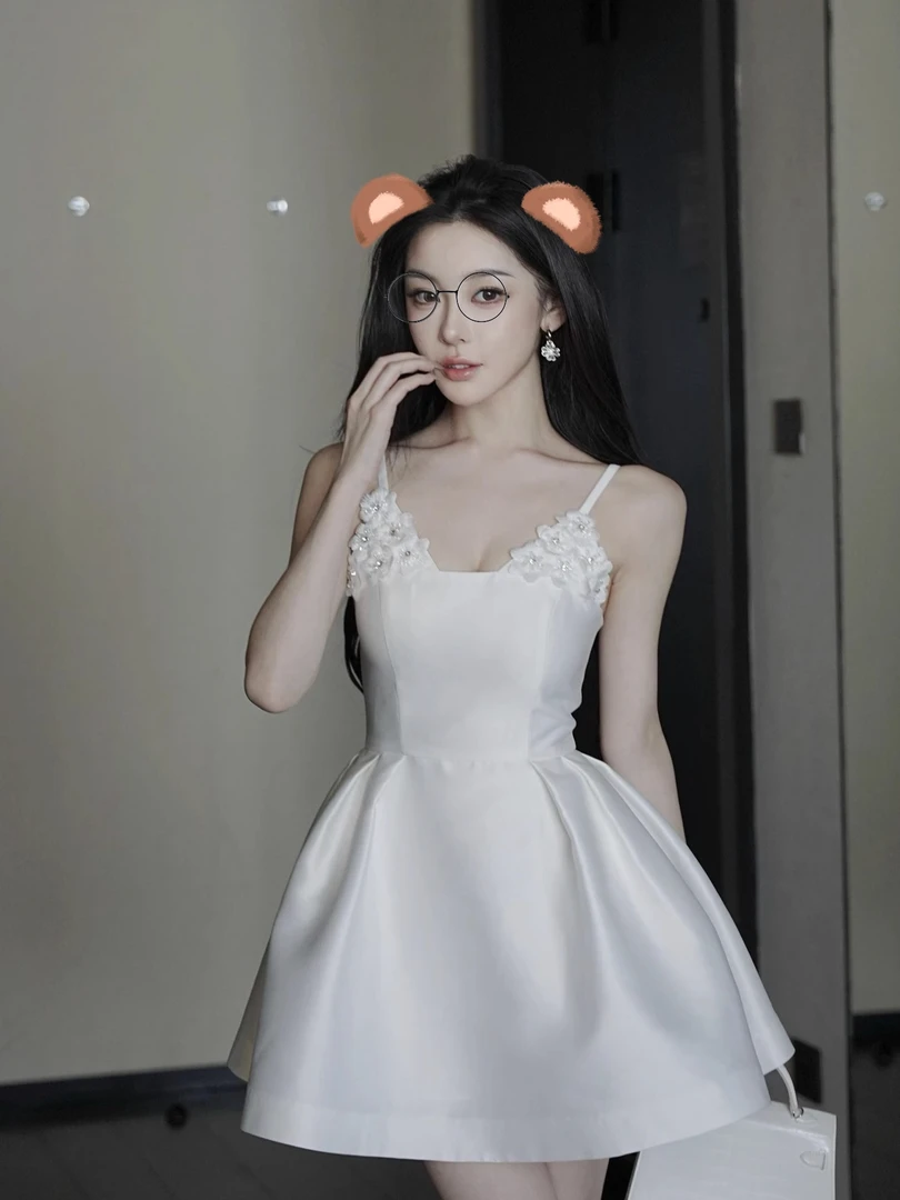 2025新款时尚短裙拉链气质夏季洋装公主蕾丝吊带款性感吊带连衣裙