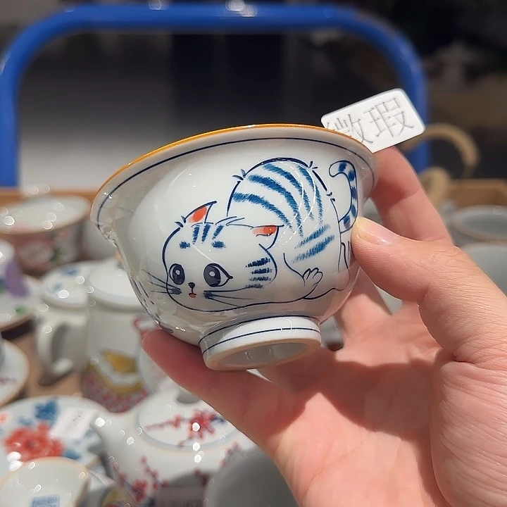 釉下手绘茶具微瑕