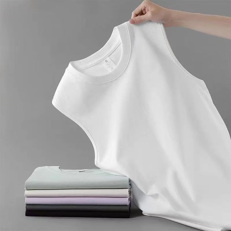 无袖背心男士清仓夏季纯色健身运动坎肩衣服打底男装白色短袖t恤