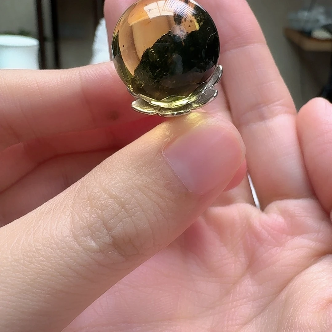 琥珀未镶嵌耳饰戒指