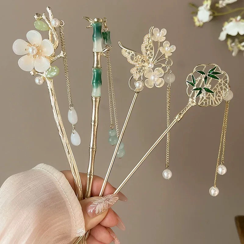 新中式古风流苏发簪女2024年新款发钗高级感盘发簪子国风气质头饰