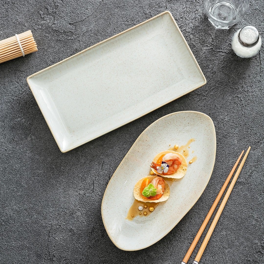 2025新款高级感精致高颜值的日式釉下彩餐厅陶瓷长方盘菜盘日料盘