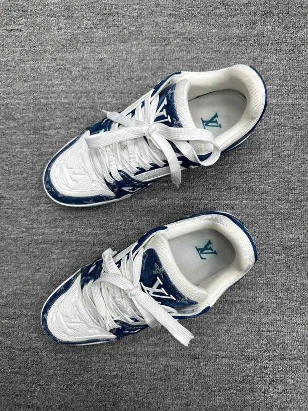 99新 LouisVuitton/路易威登 40 lv trainer 白蓝牛仔板鞋