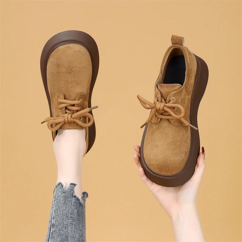 英伦乐福鞋女厚底增高2025春秋新款百搭圆头软底超火勃肯休闲单鞋