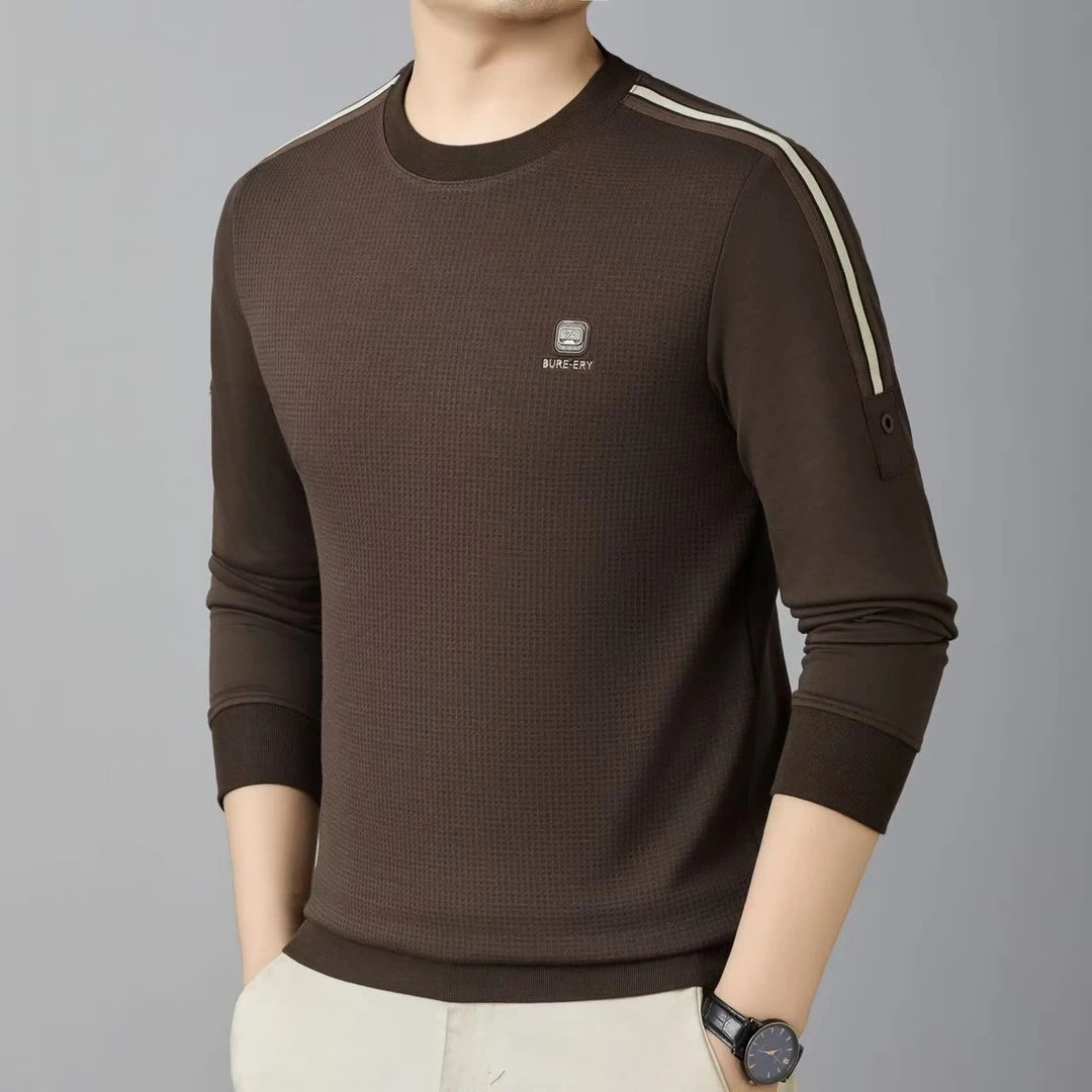 8977打底衫薄款长袖套头加绒时尚秋季保暖宽松保暖男士卫衣春秋