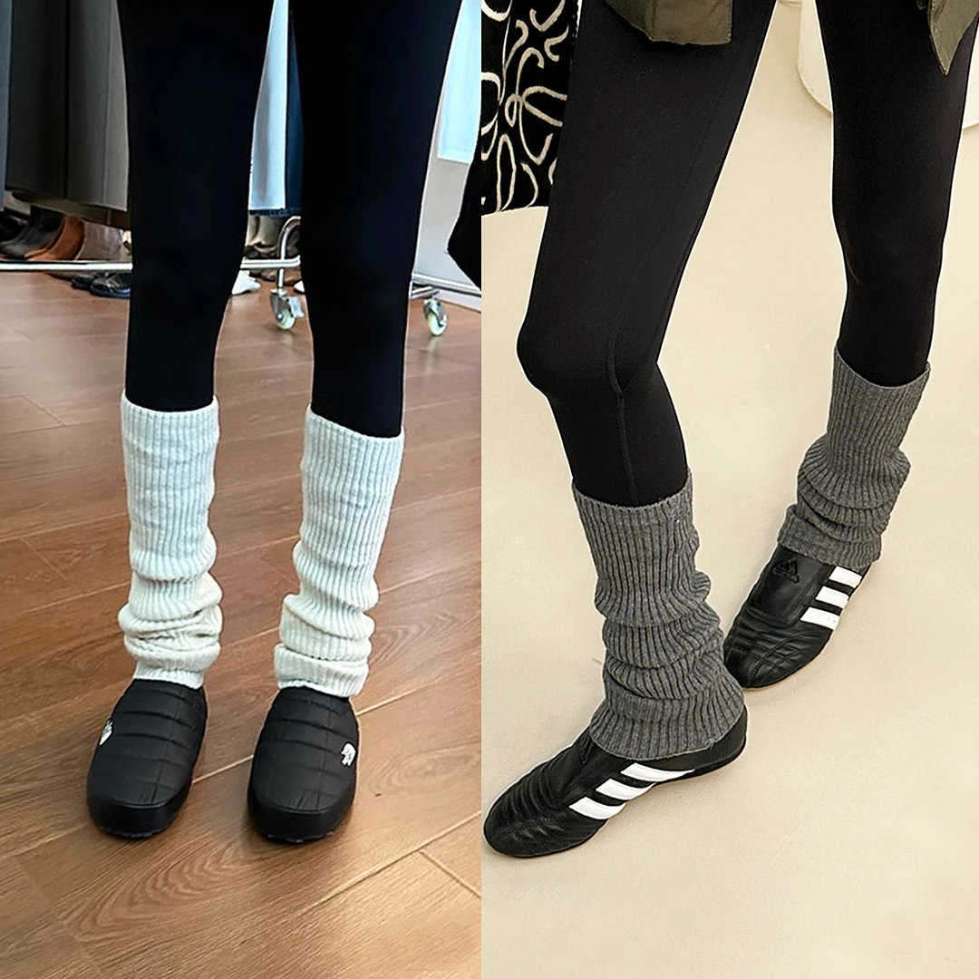 陈姬儿冬季灰色雪地靴堆堆袜套保暖护膝袜针织长袜套小腿腿套8801