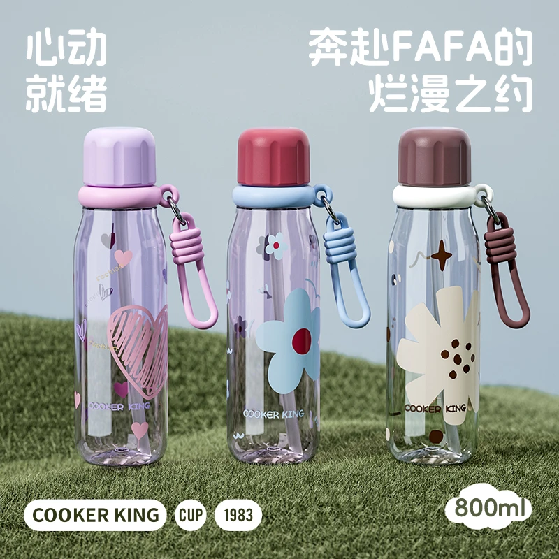 COOKER KING/炊大皇女生吸管杯耐高温学生便携Tritan杯可爱大容量
