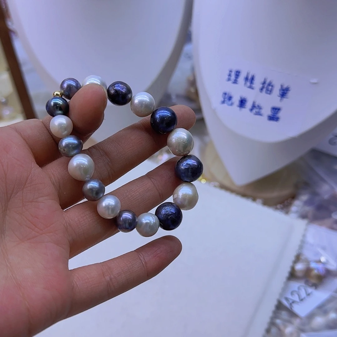 银S925镶嵌项链定制245淡水珍珠