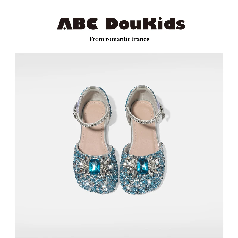 ABC Doukids女童凉鞋2025夏季新款平底单鞋舒适软底水晶公主鞋
