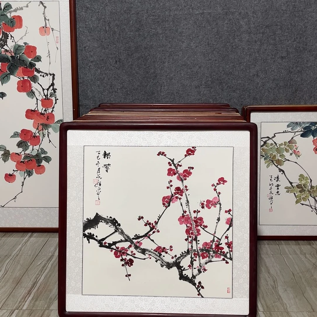 国画书画作品带框63×63