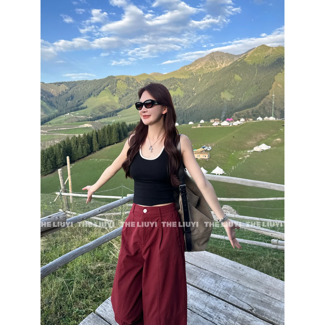 【LIUYI】百搭方领带胸垫美背背心上衣2708