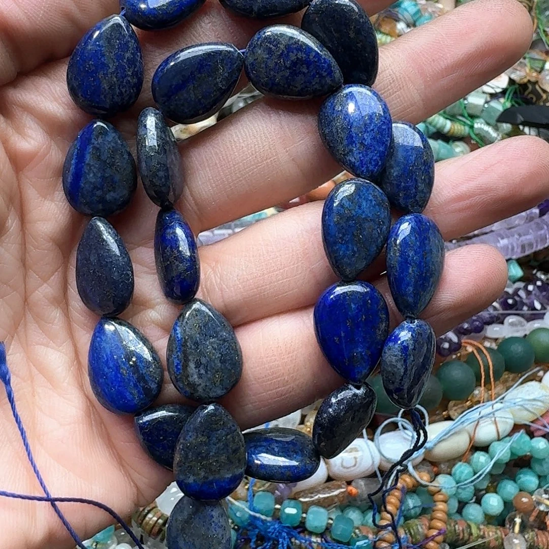 玛瑙/玉髓合金珠宝半成品一条13x18m青金石水滴