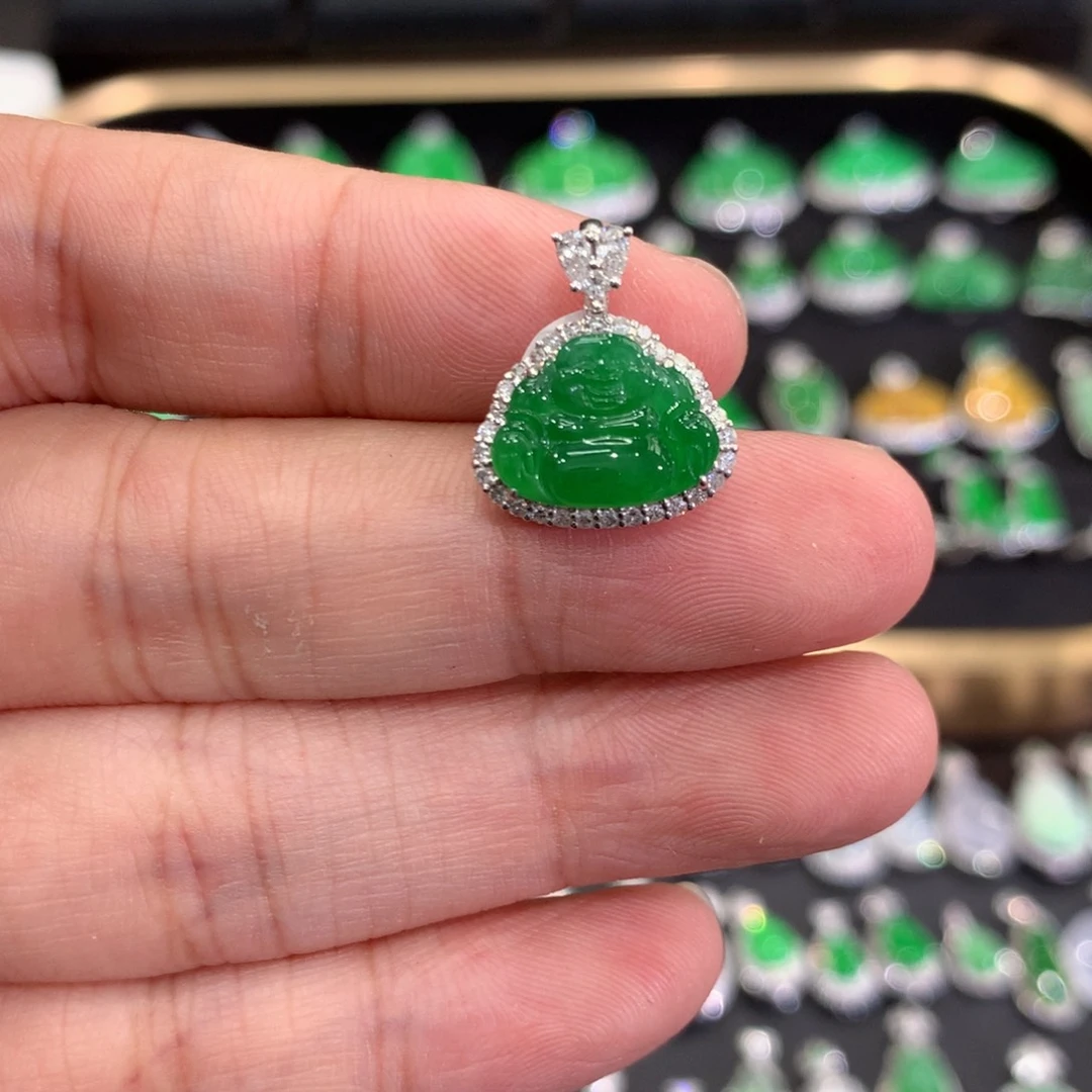 翡翠18K金镶嵌吊坠(不含链)吊坠