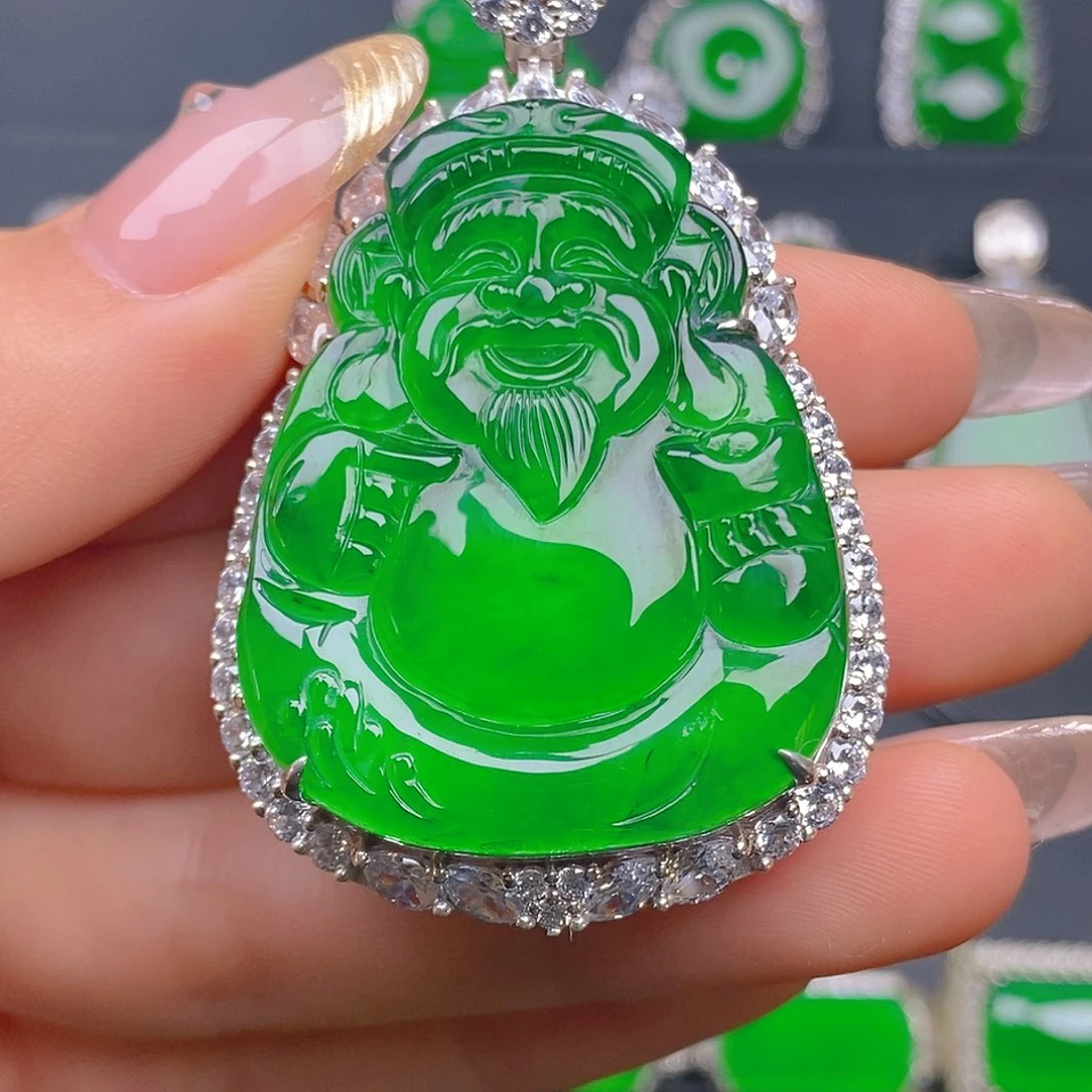 颈饰银S925镶嵌翡翠