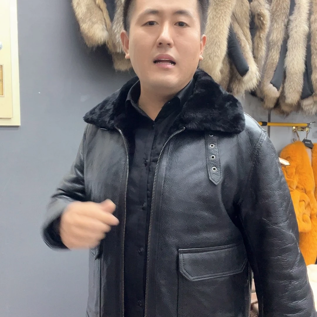 好**帘翻领皮毛一体黑色