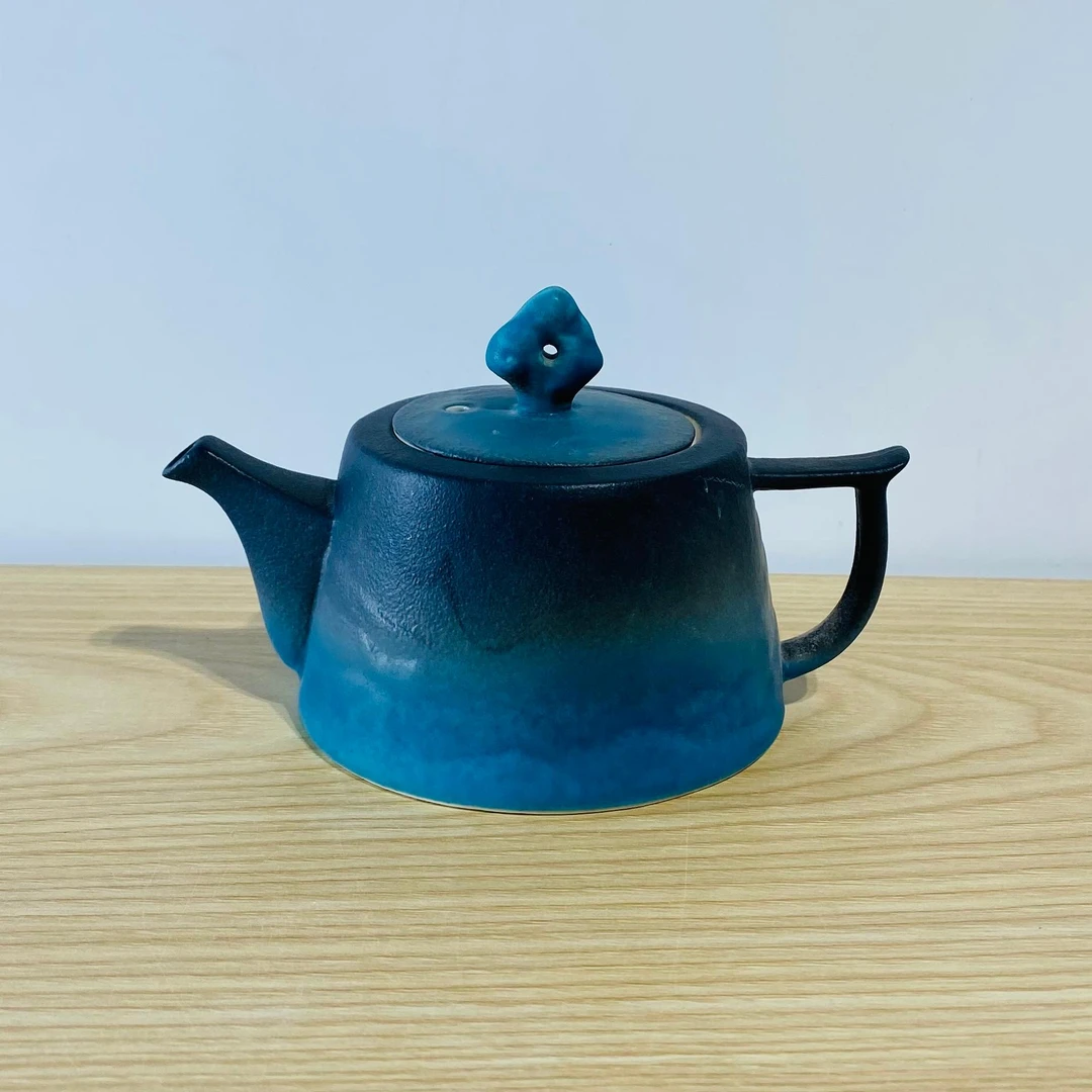 吾游茶器路宝釉山海壶渐变蓝陶瓷泡茶壶