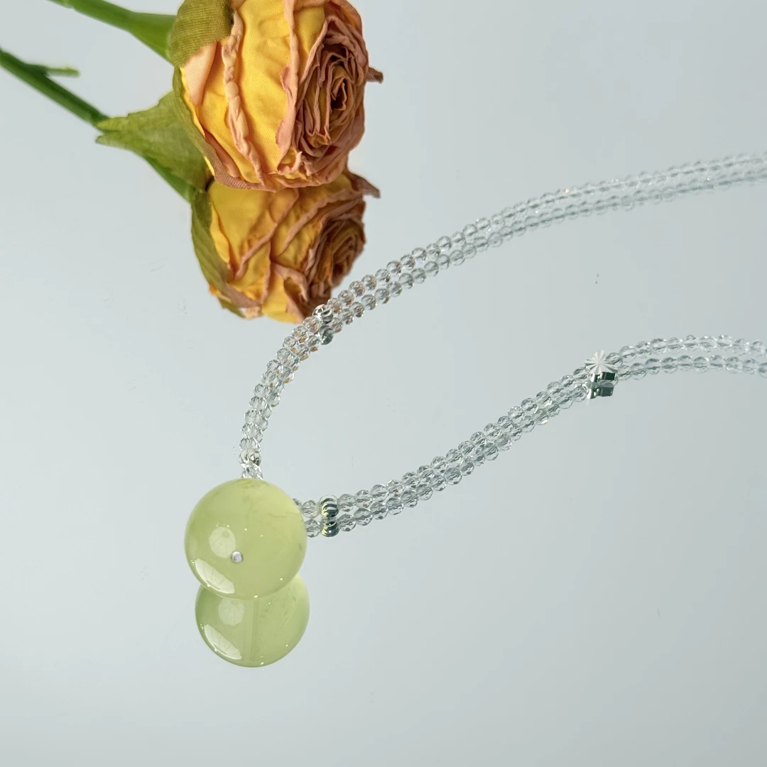 【2383 财灯】黄水晶吊坠17-18mm琉璃项链面小仙多样性发其一