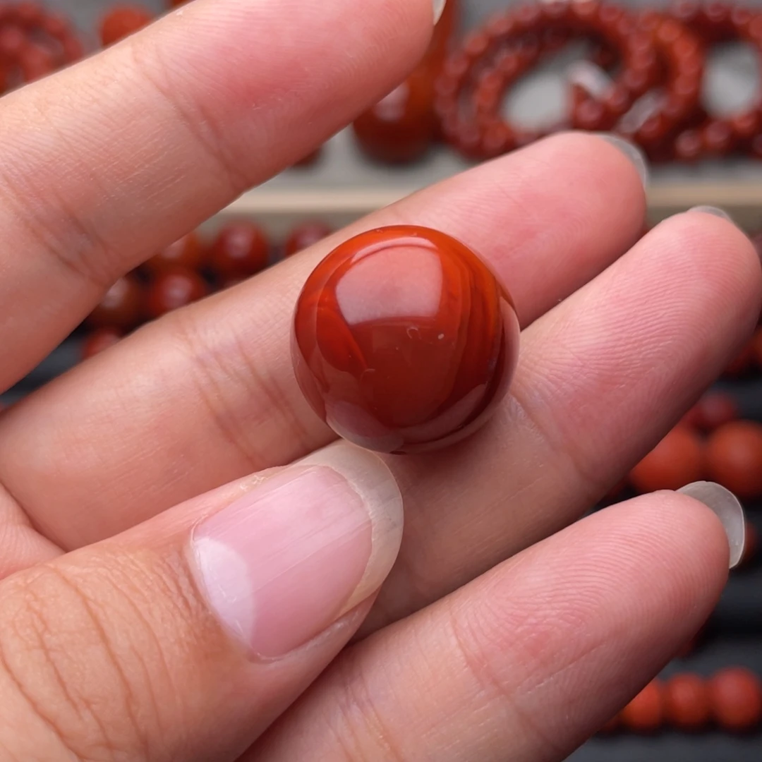 手串未镶嵌南红玛瑙20mm收藏瓦西满肉牛血火焰单珠