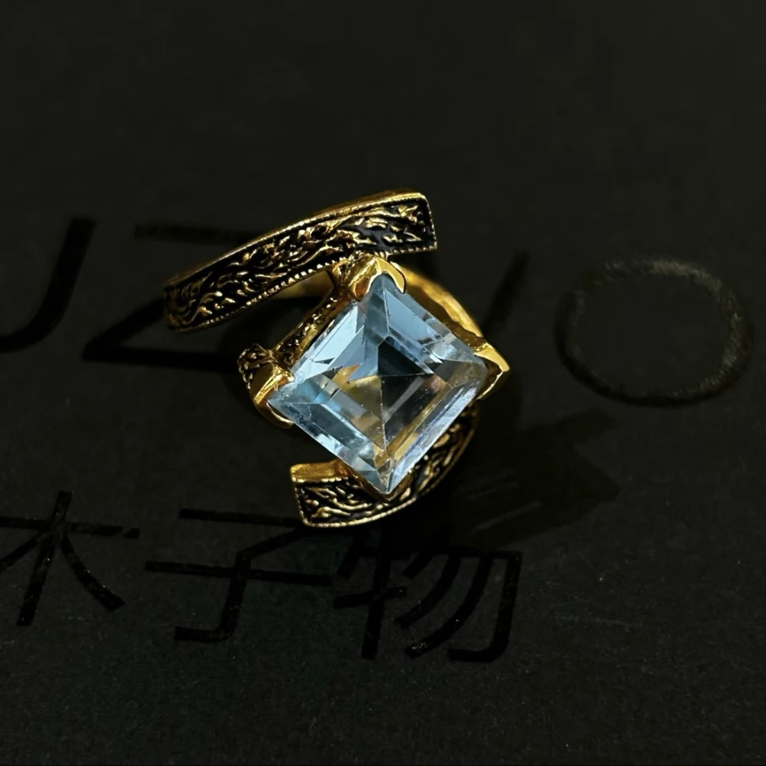 925银戒指 木子物·海外系列s925银手绘珐琅立体雕刻小帕戒指