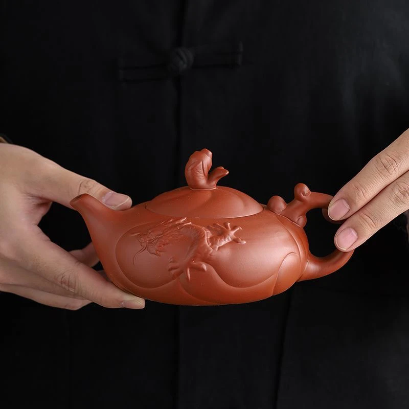 紫砂朱泥鱼化龙茶壶DY15