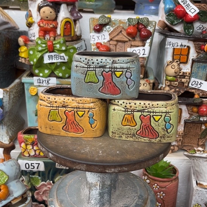 紫砂花盆粗陶材质多肉花盆