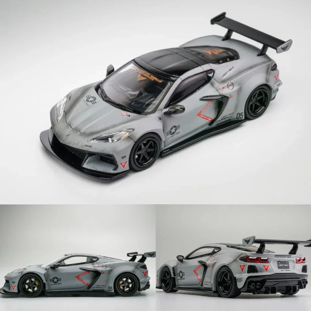 FM 1:64 雪佛兰 科尔维特Corvette C8 LB战斗灰 合金汽车模型