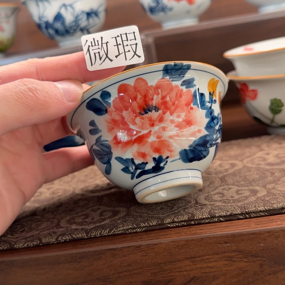 釉下手绘茶具微瑕