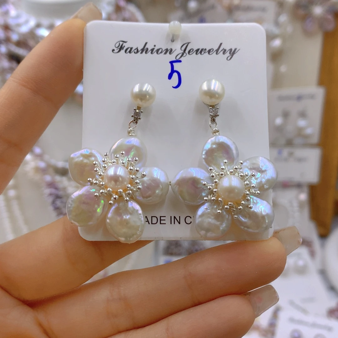 淡水珍珠耳饰银S925镶嵌