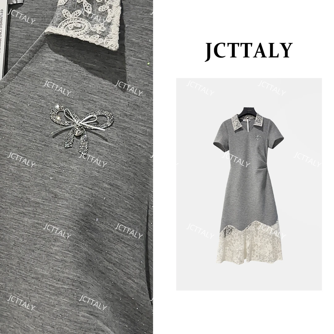 【宠粉价】法式蝴蝶胸针小V领鱼尾裙25夏季新款连衣裙JC-A3870