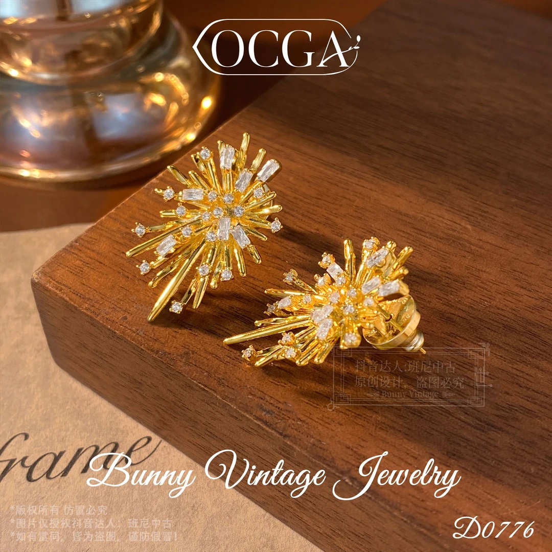 镀K金D0776 法★【璀璨烟花】春OCGA 欧斯伽斯 耳钉