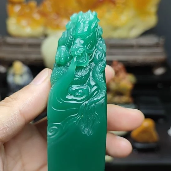 寿山石雅安绿印章