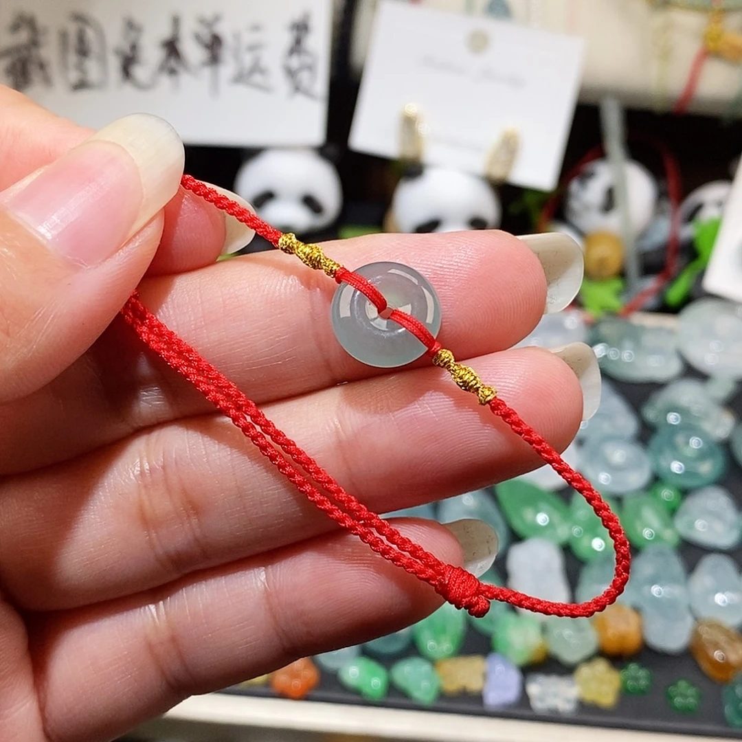 翡翠未镶嵌颈饰平安扣红绳15