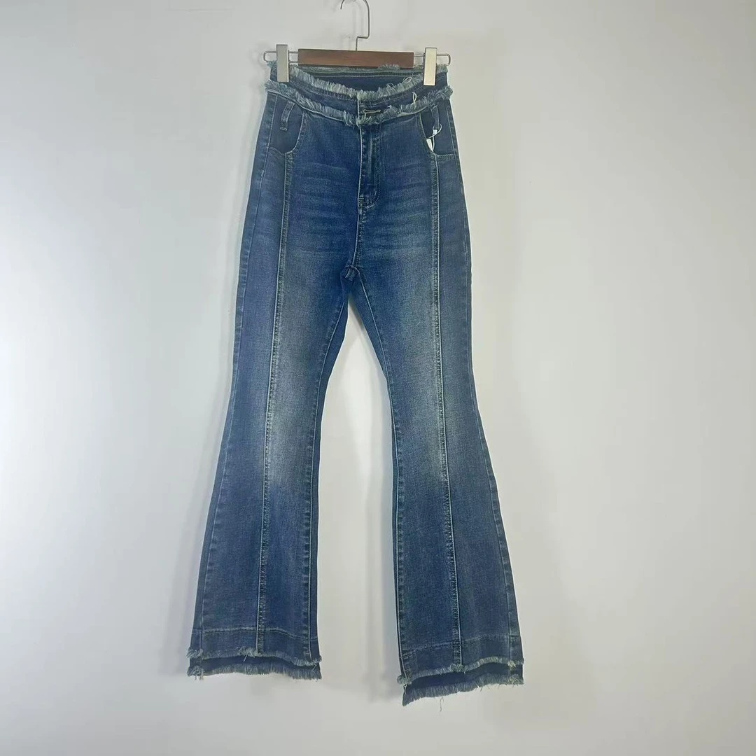 【77衣橱】EG6368新款2025弹力微喇牛仔裤【红人上新】