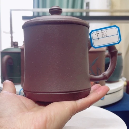紫砂茶杯奋***春紫泥竹节杯