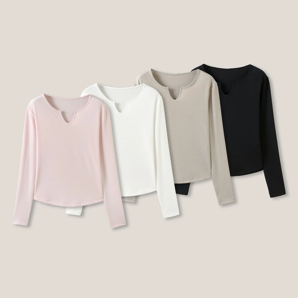 mq 时尚简约百搭显瘦女式休闲长袖打底衫SS26066